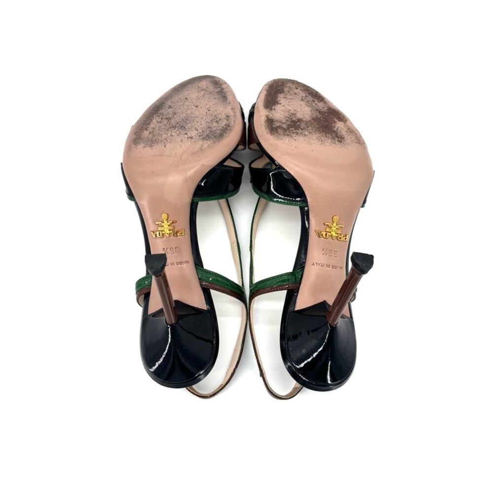 Prada SS 2012 Flames Hotrod Patent Leather Slingback Sandals 36.5 - Picture 6 of 7